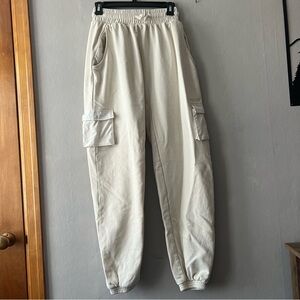 Gymshark Cream Fleece Cargo Joggers